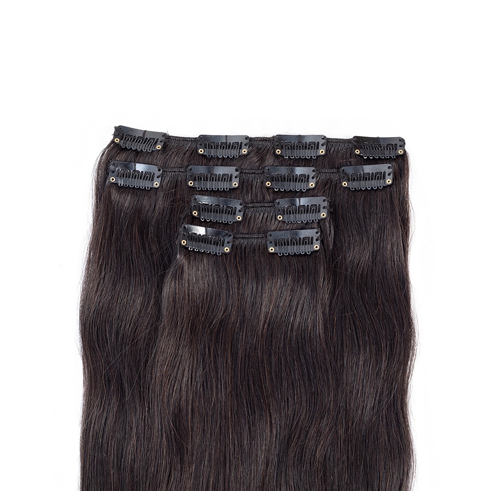 High Quality Remy Virgin Human Hair  Natural Color Clip In Human Hair Extensions