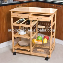 Kitchen Storage Cart with Shelves ,basket and Drawers Hostess kitchen Trolley Kitchen Storage Rack