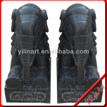 Outdoor Black Marble Elephant Sculpture,Stone Elephant carving