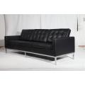 Black Leather Florence Knoll 3 Seater Sofa Replica