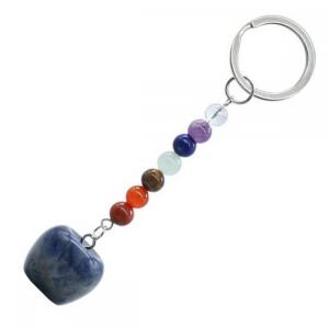 Sodalite 20 мм Gemstone Apple Pendate CoolChain с 7 Chakra Chain