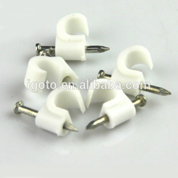 Round Type white Cable Clip PE plastic with nail