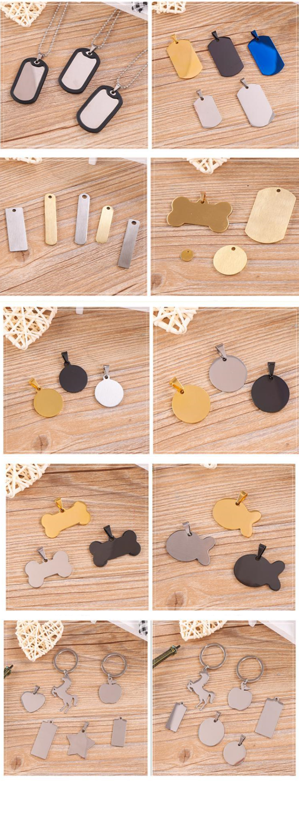 High quality brush anodized laser cutting  stainless steel aluminum metal blank metal hang tags