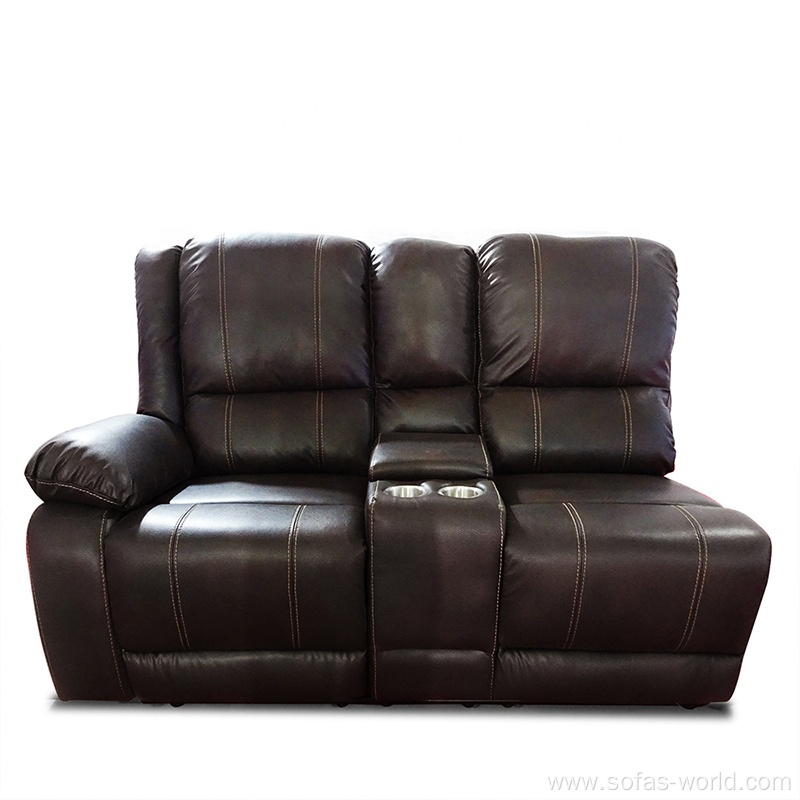 High quality Solid Wood Leather Recliner Corner Sofa