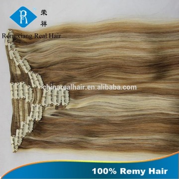 Cheap wholesale double drawn human hair triple weft clip in hair extension