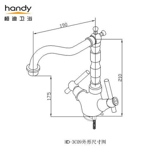 Red bronze two handle kitchen sink mixer taps