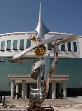 modern city polished metal craft stainless steel outdoor abstract sculpture