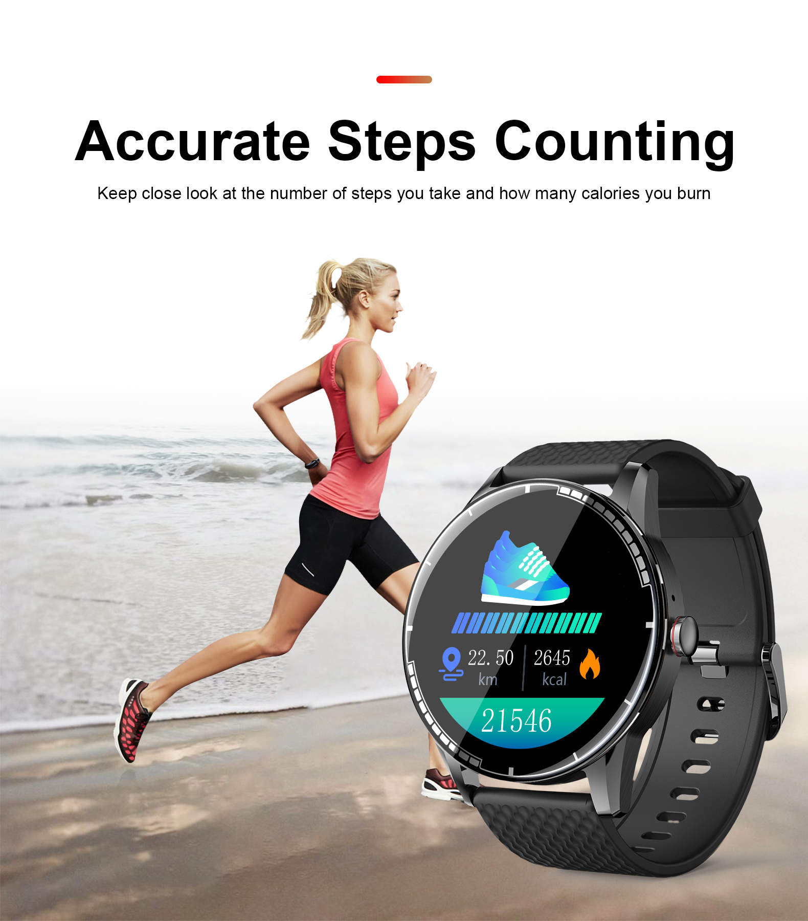 H6 Fashion Round Touch Smartwatch GPS Tracking Sports Waterproof Smart Watch Mens IOS/Android