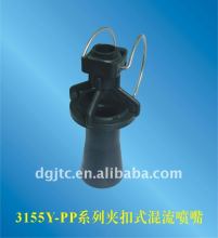 Plastic mixing nozzle with clamp