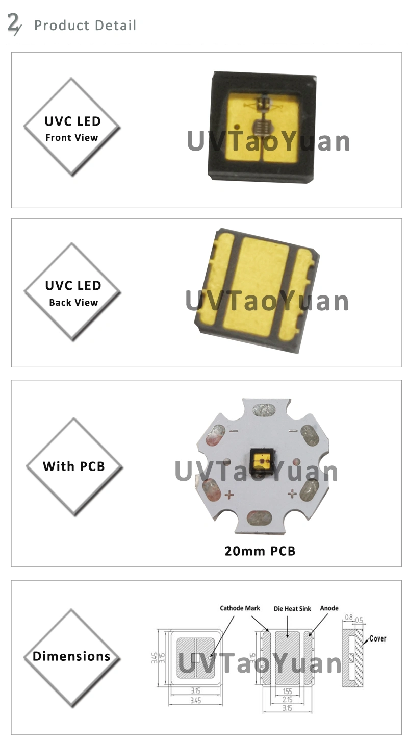 UV Lamp 265nm UVC LED Light for Air Disinfection