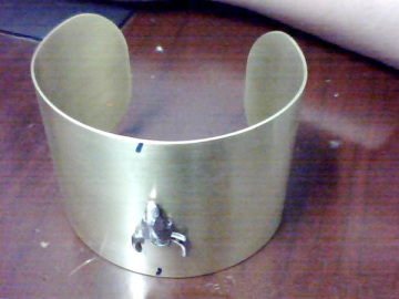 Silver Anodized Aluminum Cuff Bangles With Engraved Patterns
