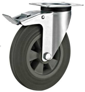 125mm industrial rubber swivel casters with brakes