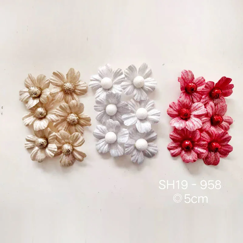 Christmas Sequin Cloth Flower Head Xmas Flower