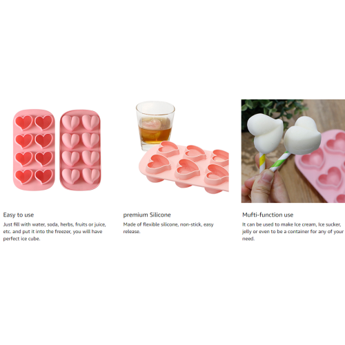 Reusable Silicone Ice Cube Molds Heart Shaped