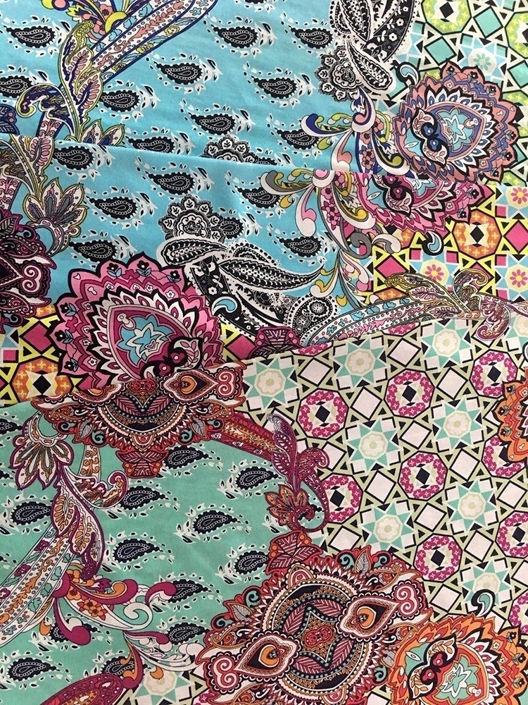 Tissu d&#39;impression Paisley Design Rayon Poplin shuttle 45S