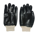 Glattes Fertigwoll-Strick-Handgelenk schwarzer PVC-Handschuh