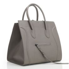 Simple, Cute, Phantom Grey, Black Hardware Celine Square Bag With Original Leather