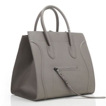 Simple, Cute, Phantom Grey, Black Hardware Celine Square Bag With Original Leather