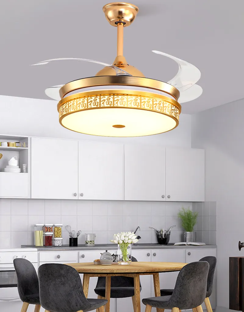 Retractable Blade Ceiling Fan with Remote Control and LED Light