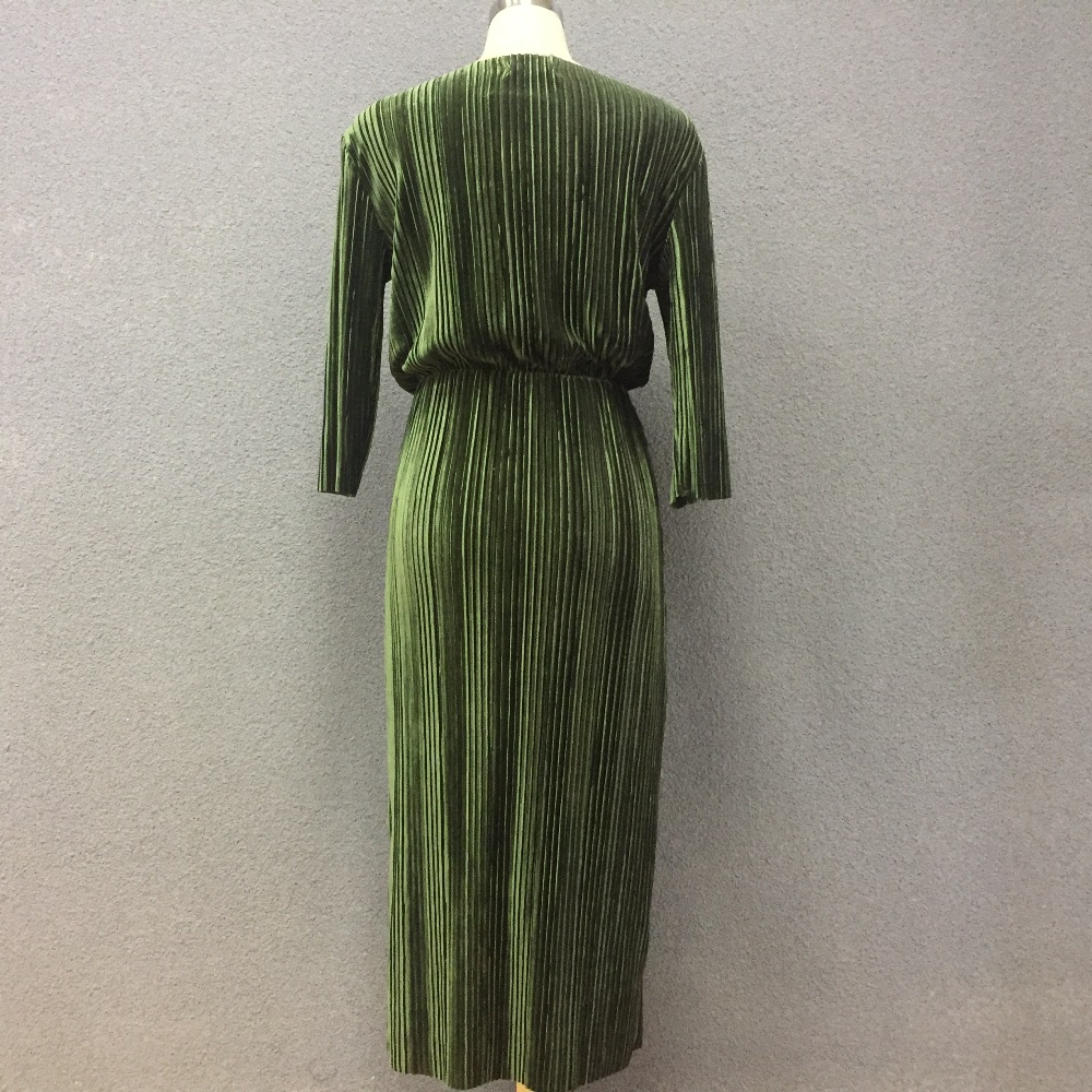 Women's cotton elastic corduroy long dress