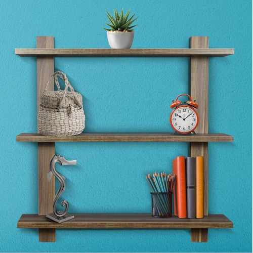 3 Tier Walnut Shelf Rack Decorative Hanging