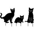 3 paquetes de metal gato en juego de jardín decorativo