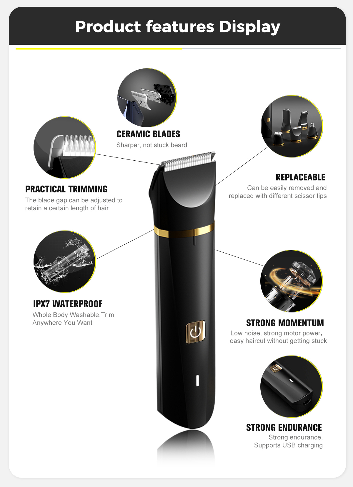 Waterproof 4 in 1 Face Body Trimmer