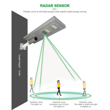 Lâmpada de rua solar 100W 200W externa all-in-one
