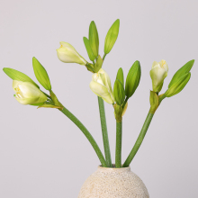 Artificial Amaryllis Flower with Bud for Home Interior Green Decoration