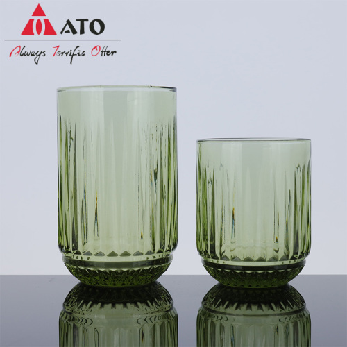 Clear Tumbler Ribbed Glass Cup cho đồ uống nước