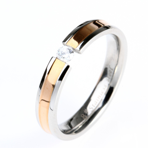 Stainless Steel Zircon Lover Romantic Engagement Couple Ring