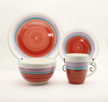 16Pcs Stoneware Set Dinnerware Sets Hand Painting