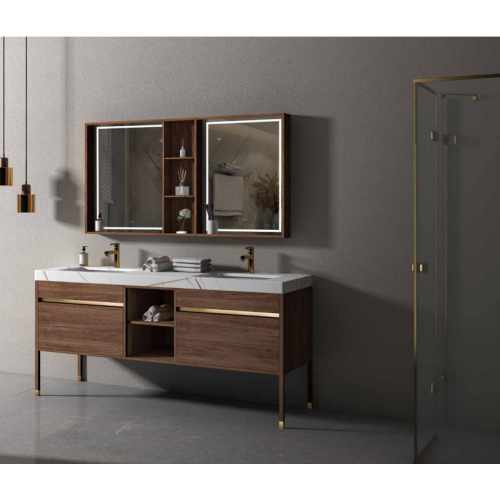 Gabinete de espejo de baño de aluminio lujoso