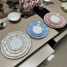 Modern Design Ceramic Blue Wedding Charger Plates - 4 Piece Set for Dining - Wholesale Price