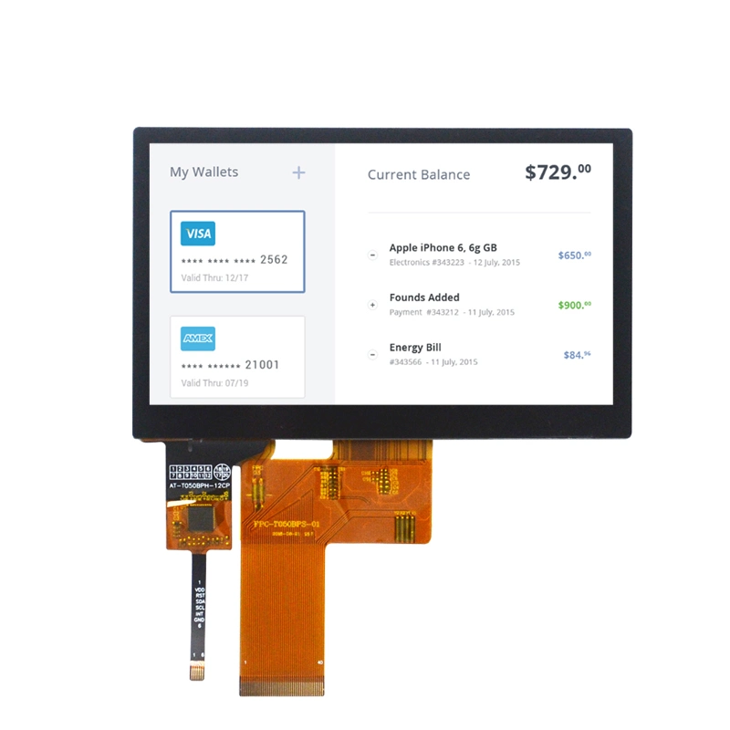 5 Inch TFT 800X480 Capacitive Touch Screen for Display Module with RGB Interface