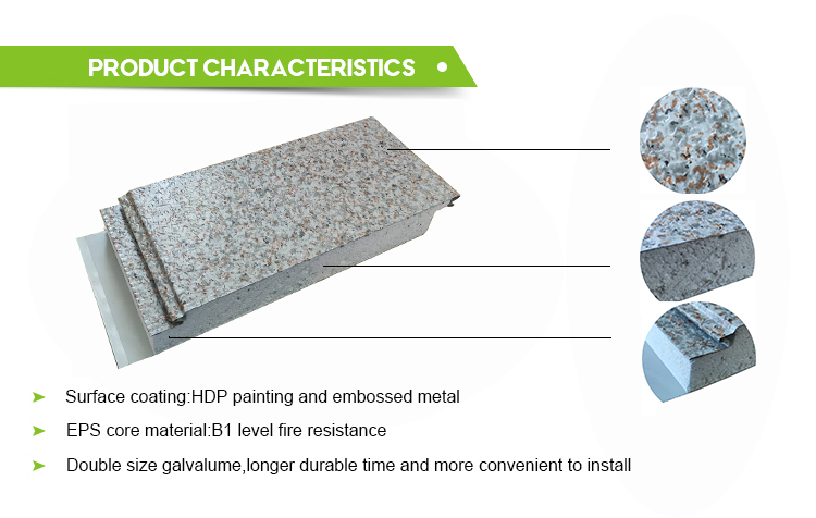 75mm Exterior insulation panel EPS decorative sandwich foam metal insulated waterproof decoration board prefab house