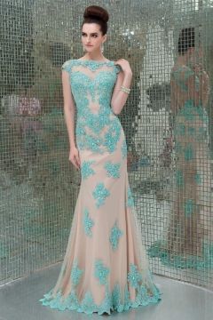 High Neck Green Evening Dresses
