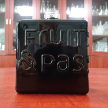 Flat Shape 250ML Black Glass Wine Bottle Black Frosted Glass Bottle