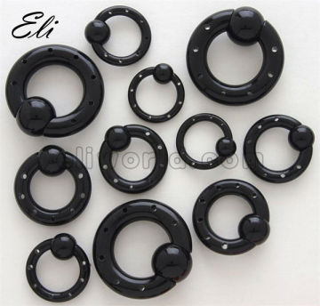 Acrylic Hollow BCR with Black Central UV Ball Body Piercing Jewelry