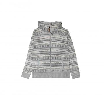 Men's Knitted Sweater Snow Jacquard Full Zip Hoodie