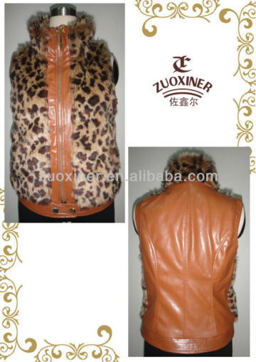 Ladies printing fur vest 2015