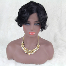 Pixel cut short lace wig, Afro puff Brazilian lace wig, human hair Retro wig short style