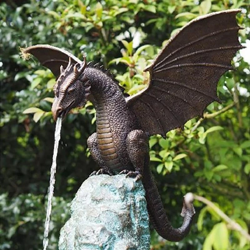 Dropshipping Outdoor Garden Decoration Dragon Fountain Ornament Resin Sculpture Dragon Statue