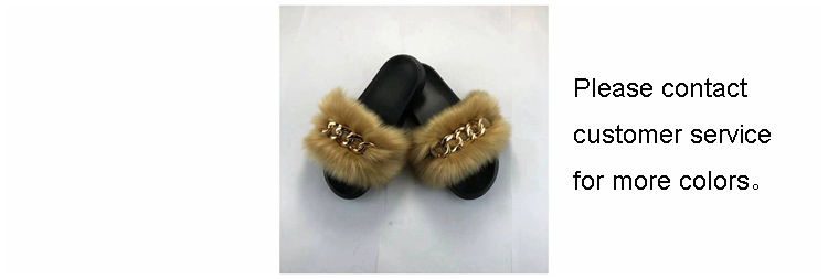 Manufacturers wholesale Artificial fox hair chain unisex EVA furry slides,fluffy slippers for women