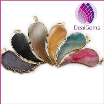 fashion leaf shape natural jade slice pendant