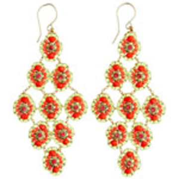 Orange crystal decorated drop earring accept OEM