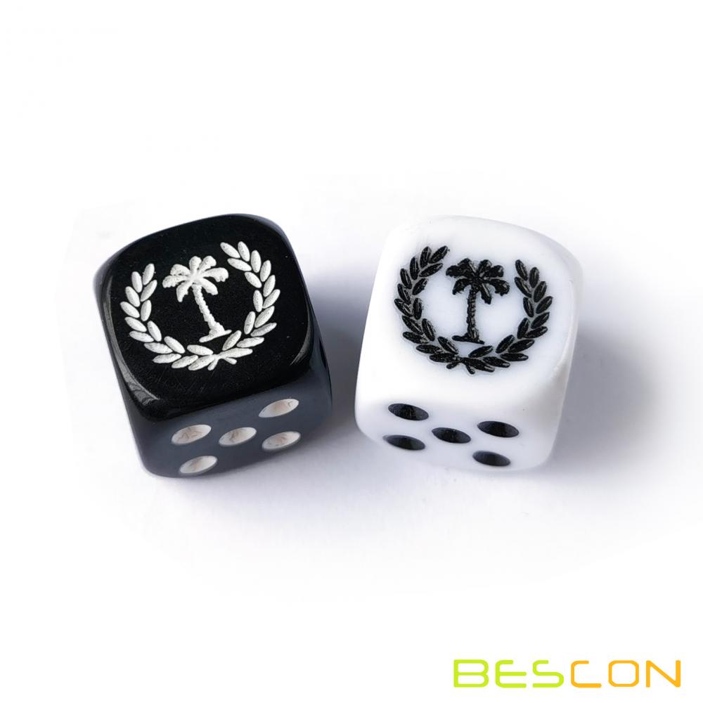 Dice de jeu de conseil personnalisé D6 avec logo d&#39;impression / de gravure sur le plus grand côté