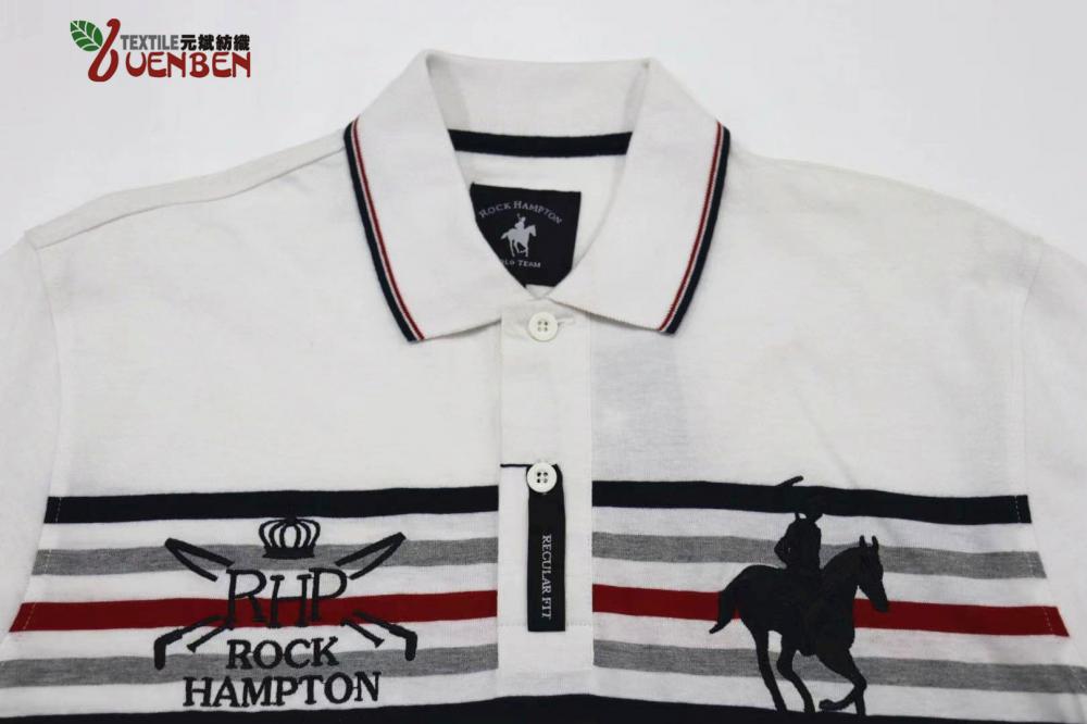 100%Cotton YD Stripe Jersey With Big Embroidery Shirt