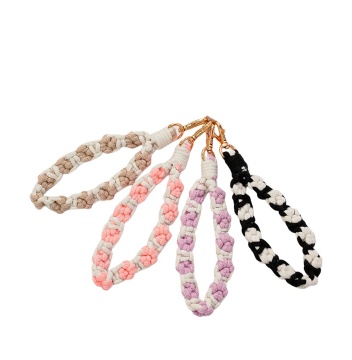 Cute Paw Design Handmade Woven Bracelet with Keychain and Phone Charm