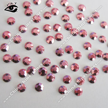 Leadfree rhinestuds 4mm pink color hot fix octagon studs for apparel transfer